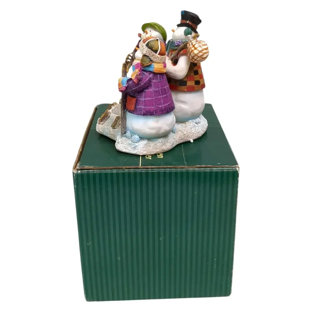 Walnut Creek VINTAGE Beautiful Hobo Snowman Tea Light Candle Holder in Box